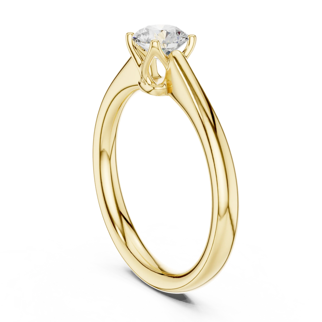 14K White Solid Gold 6-Prong Round Cut Solitaire Moissanite Engagement Ring