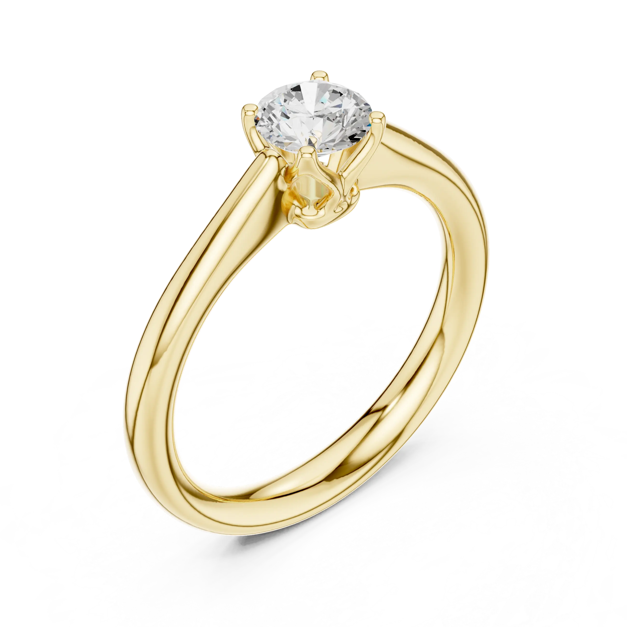 14K White Solid Gold 6-Prong Round Cut Solitaire Moissanite Engagement Ring