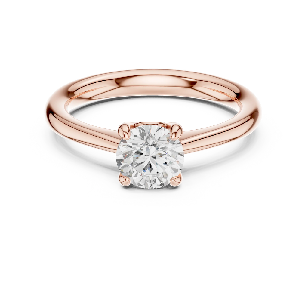 Handmade 18K White Gold Lab Grown Diamond Engagement Ring, Hidden Halo
