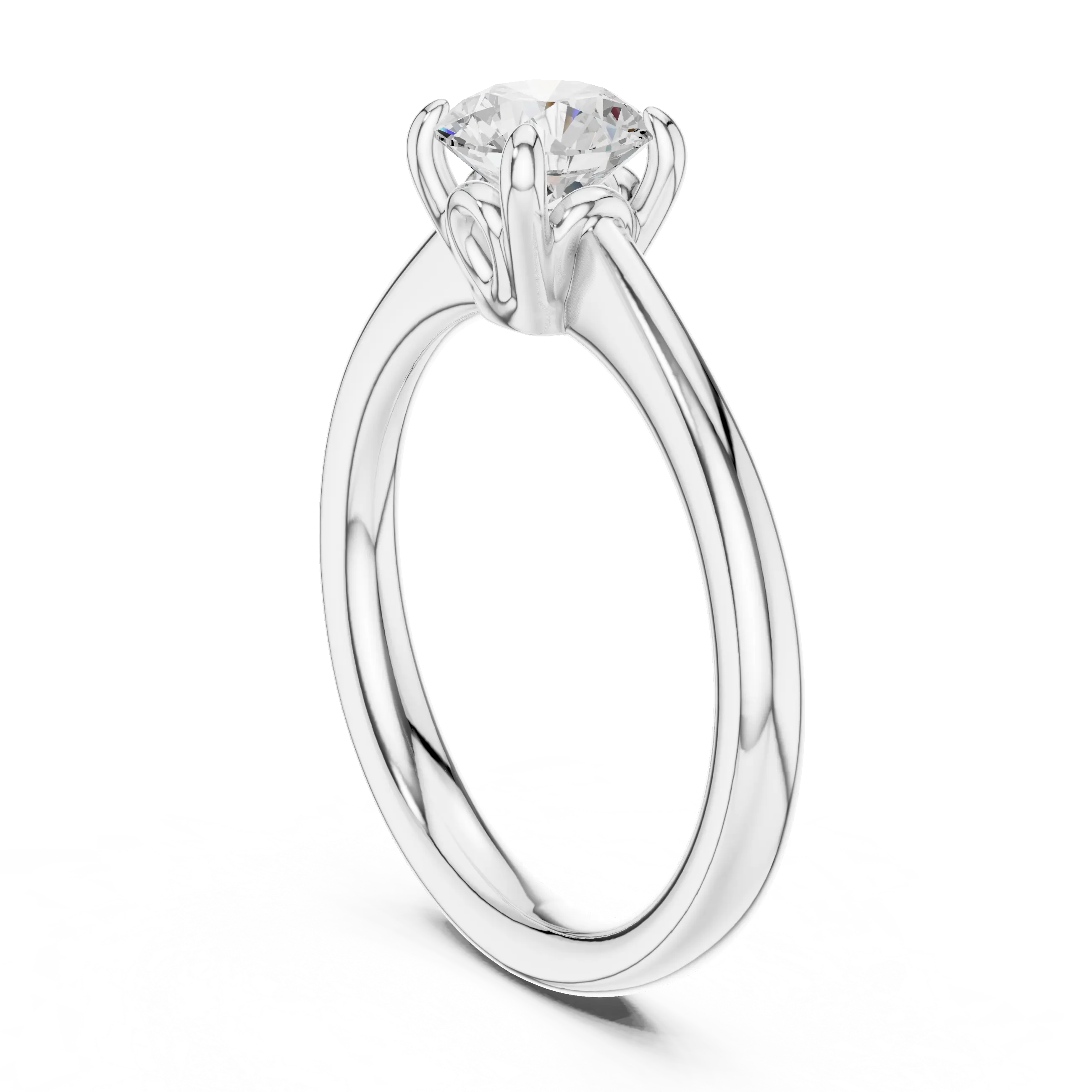 Handmade 18K White Gold Lab Grown Diamond Engagement Ring, Hidden Halo