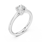 Handmade 18K White Gold Lab Grown Diamond Engagement Ring, Hidden Halo