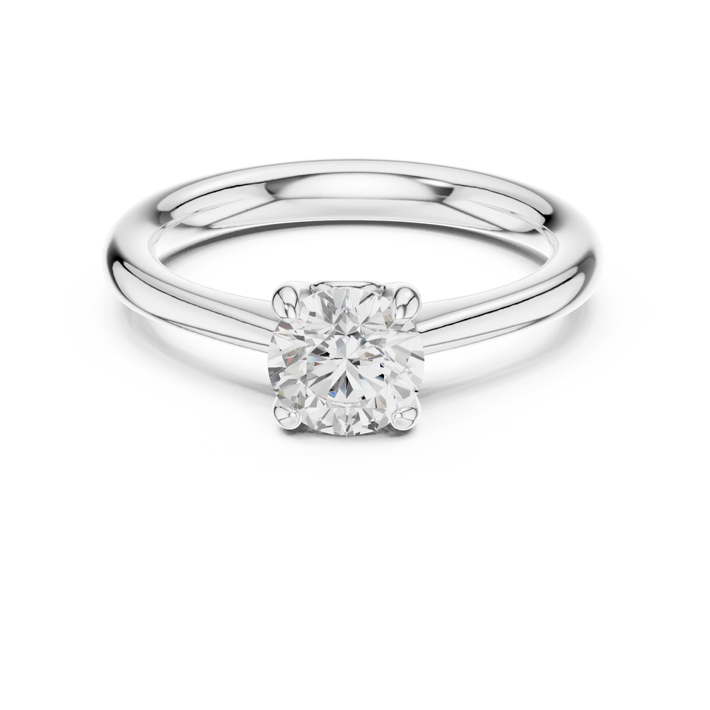 Handmade 18K White Gold Lab Grown Diamond Engagement Ring, Hidden Halo