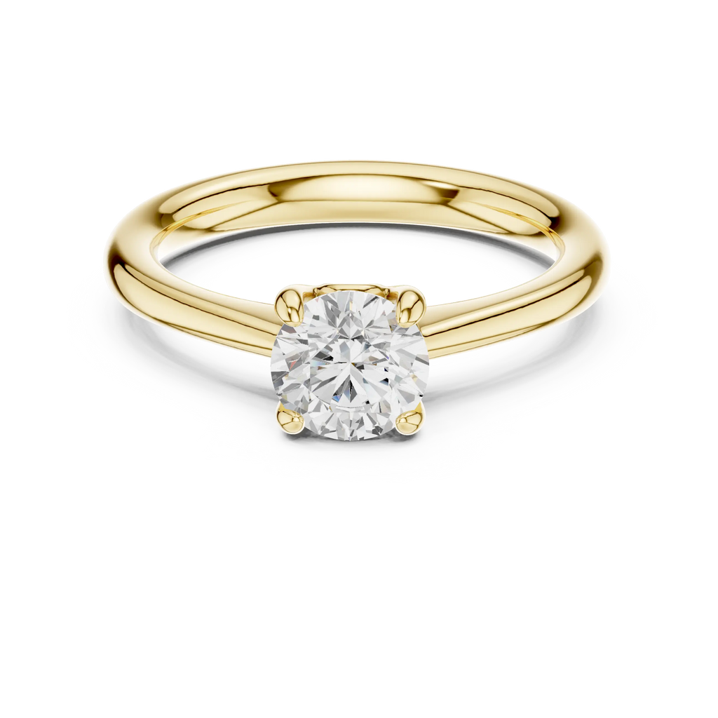 Handmade 18K White Gold Lab Grown Diamond Engagement Ring, Hidden Halo