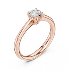 14K Yellow Gold Round Brilliant Sculptural Petal Diamond Engagement Ring