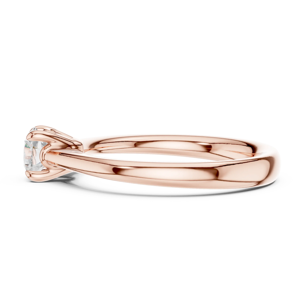14K Yellow Gold Round Brilliant Sculptural Petal Diamond Engagement Ring