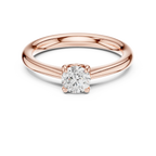 14K Yellow Gold Round Brilliant Sculptural Petal Diamond Engagement Ring