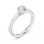 14K Yellow Gold Round Brilliant Sculptural Petal Diamond Engagement Ring
