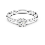 14K Yellow Gold Round Brilliant Sculptural Petal Diamond Engagement Ring