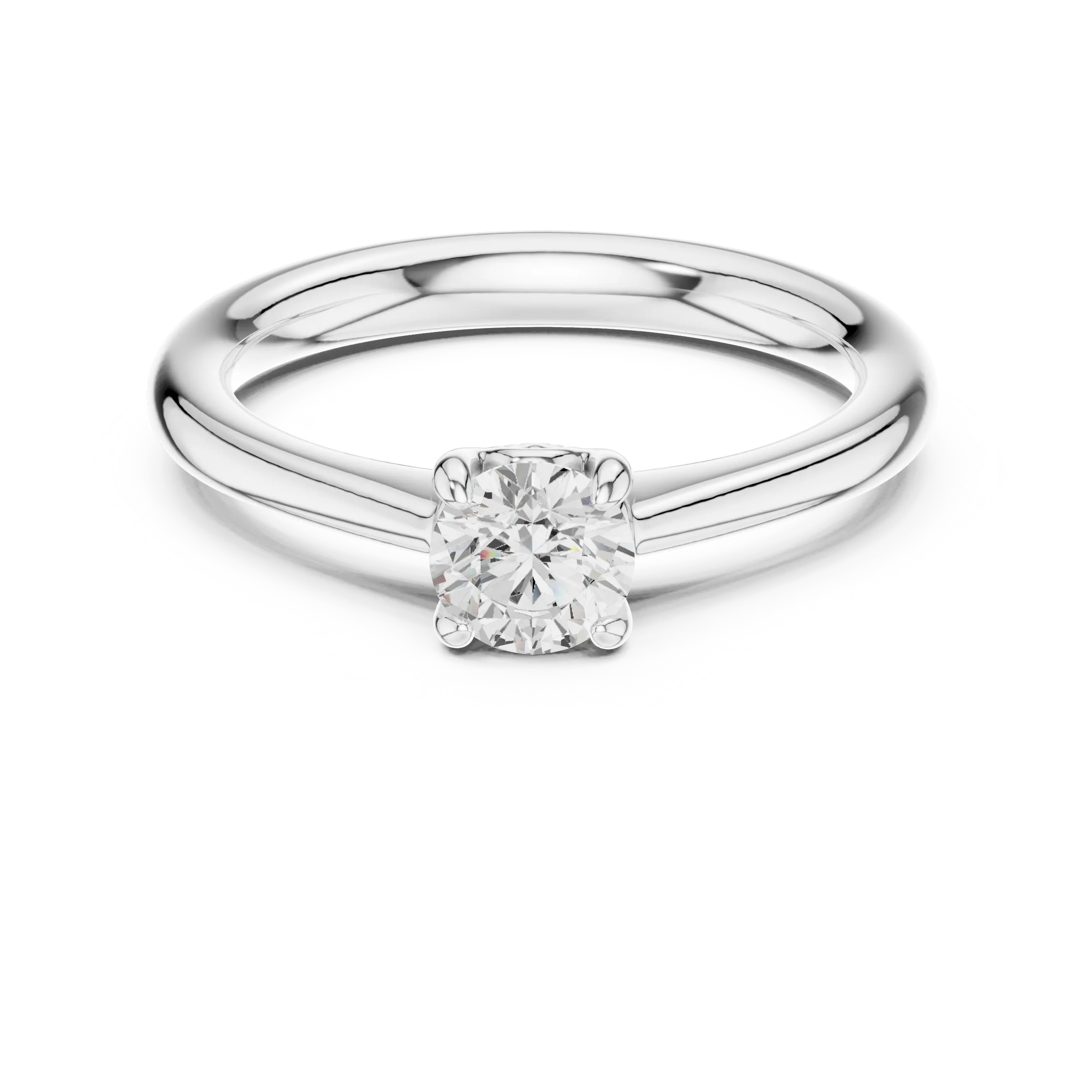 14K Yellow Gold Round Brilliant Sculptural Petal Diamond Engagement Ring