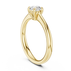 14K Yellow Gold Round Brilliant Sculptural Petal Diamond Engagement Ring