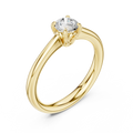14K Yellow Gold Round Brilliant Sculptural Petal Diamond Engagement Ring