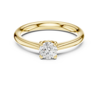 14K Yellow Gold Round Brilliant Sculptural Petal Diamond Engagement Ring
