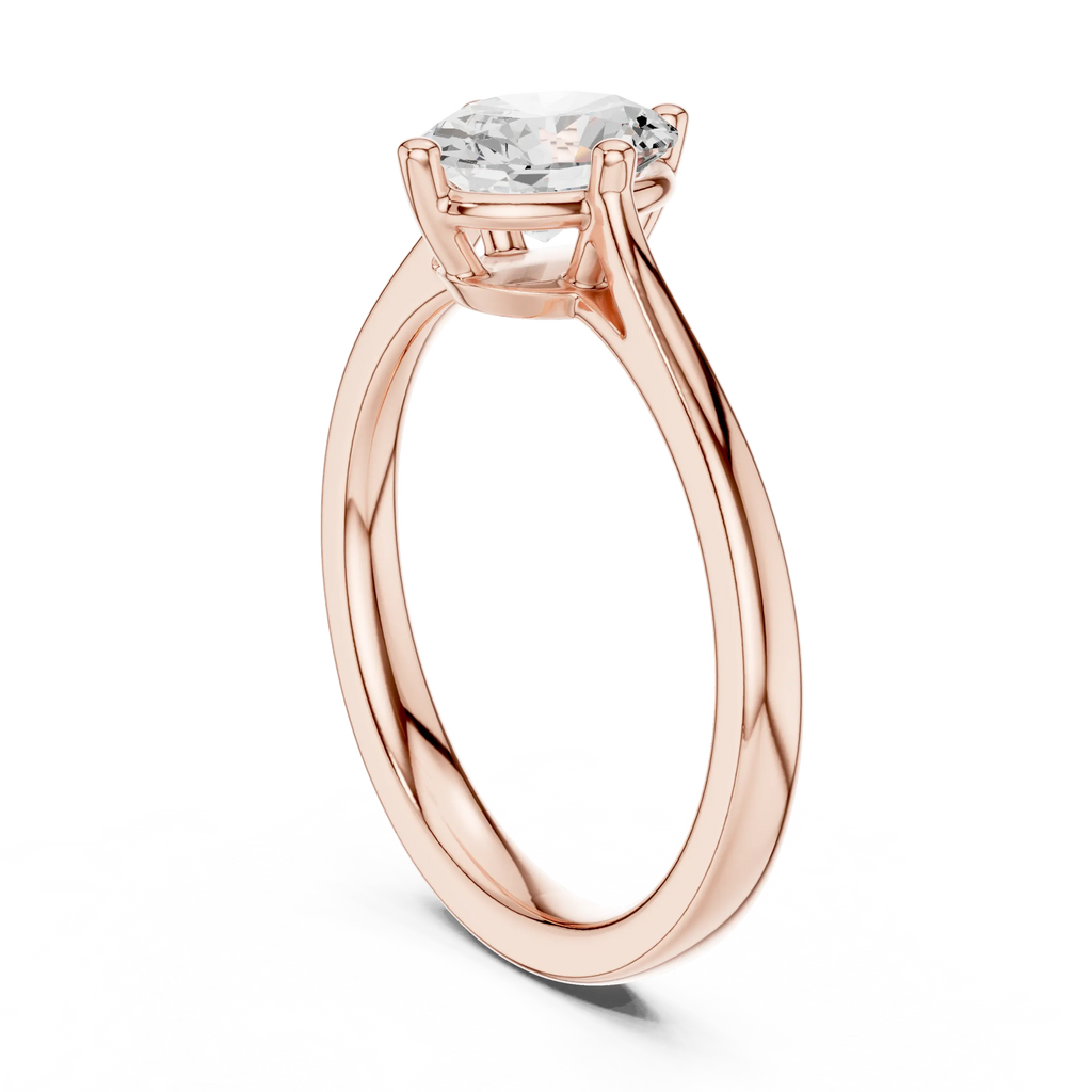18K White Gold Oval Brilliant Compass Solitaire Diamond Engagement Ring