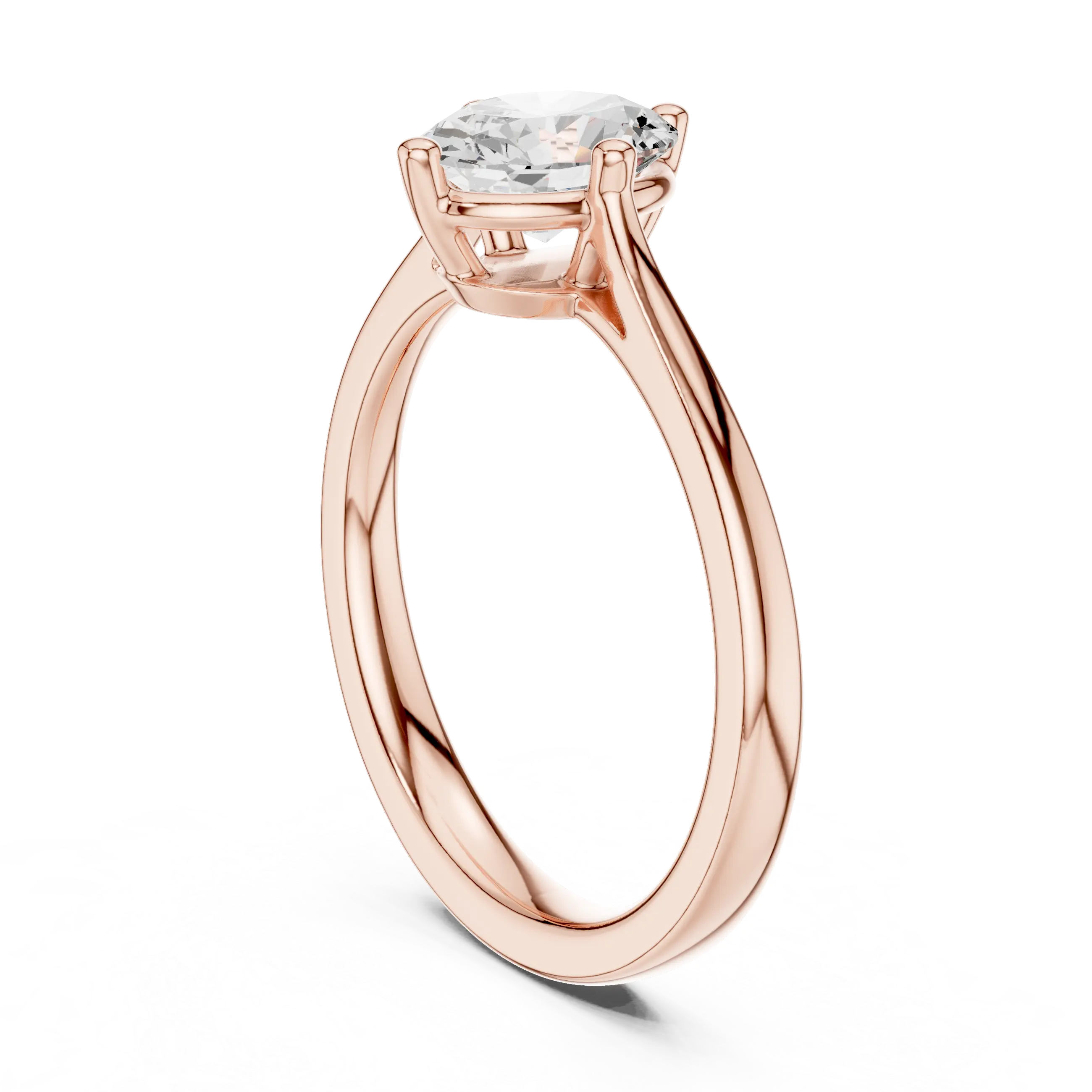 18K White Gold Oval Brilliant Compass Solitaire Diamond Engagement Ring