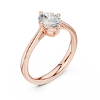 18K White Gold Oval Brilliant Compass Solitaire Diamond Engagement Ring