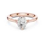 18K White Gold Oval Brilliant Compass Solitaire Diamond Engagement Ring