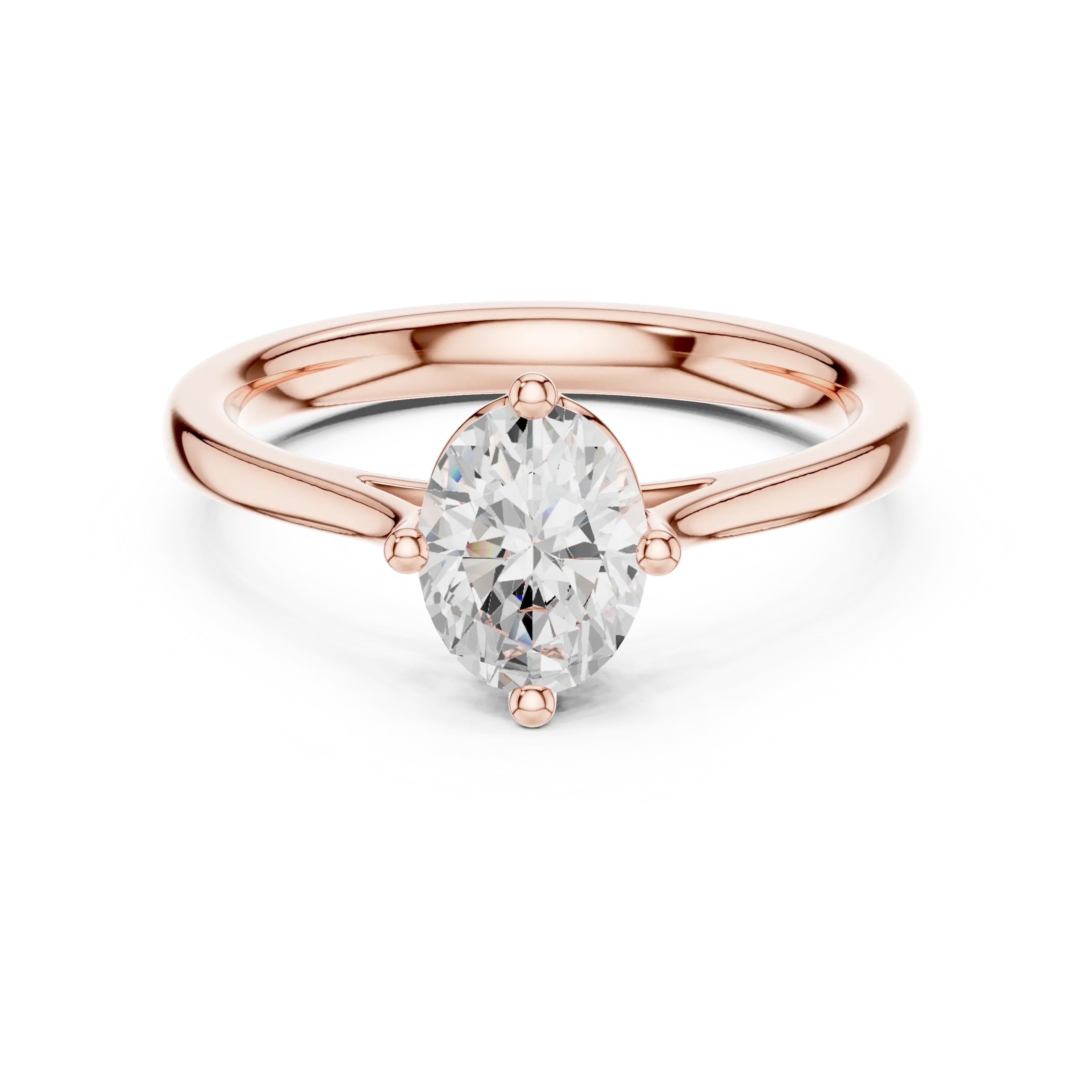 18K White Gold Oval Brilliant Compass Solitaire Diamond Engagement Ring