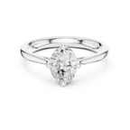 18K White Gold Oval Brilliant Compass Solitaire Diamond Engagement Ring