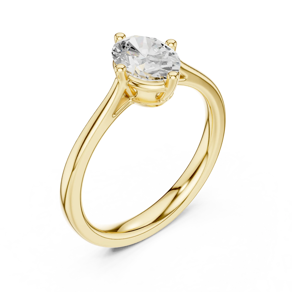 18K White Gold Oval Brilliant Compass Solitaire Diamond Engagement Ring