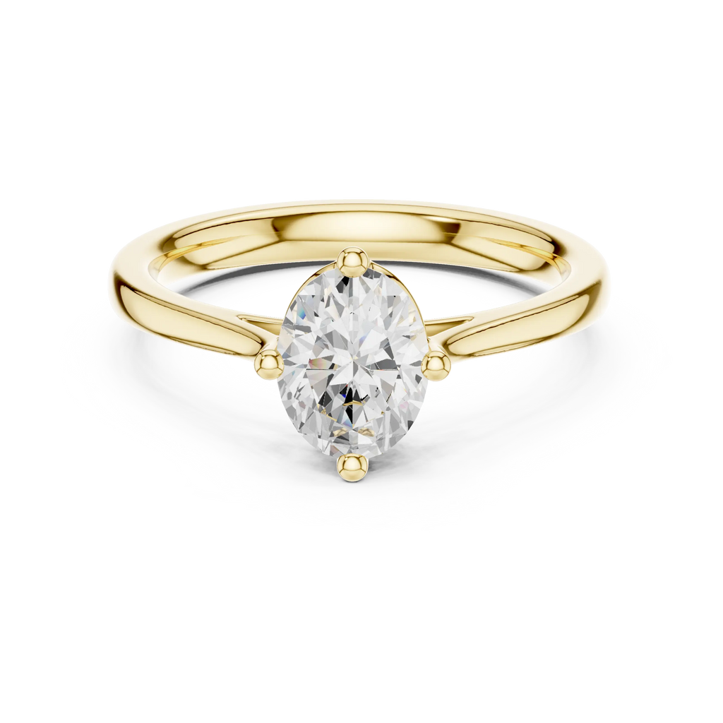 18K White Gold Oval Brilliant Compass Solitaire Diamond Engagement Ring