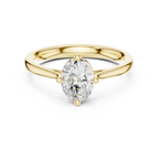 18K White Gold Oval Brilliant Compass Solitaire Diamond Engagement Ring