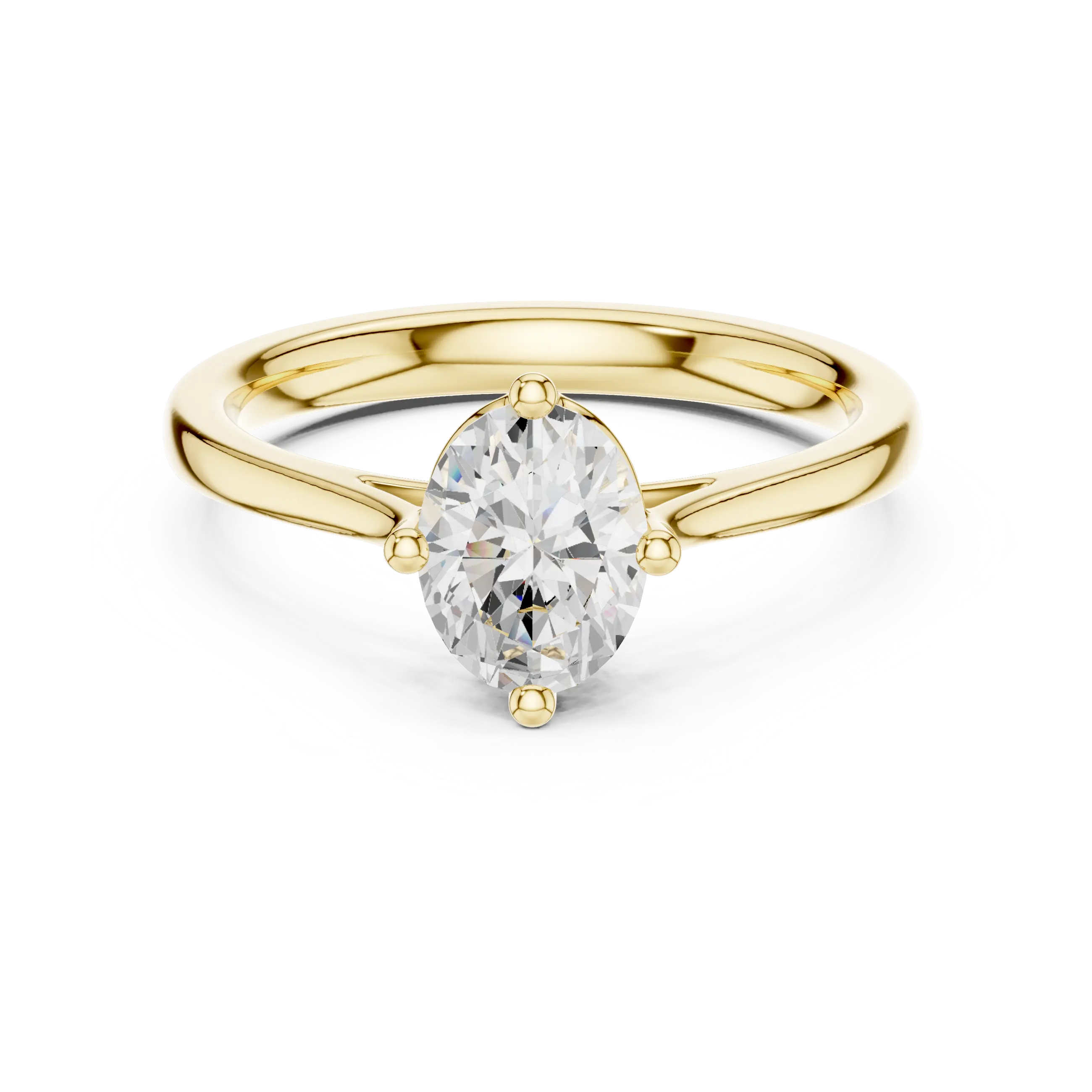 18K White Gold Oval Brilliant Compass Solitaire Diamond Engagement Ring