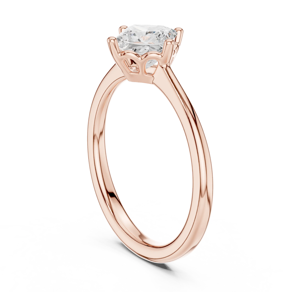 10K Yellow Gold Princess Cut Scalloped Solitaire Diamond Engagement Ring
