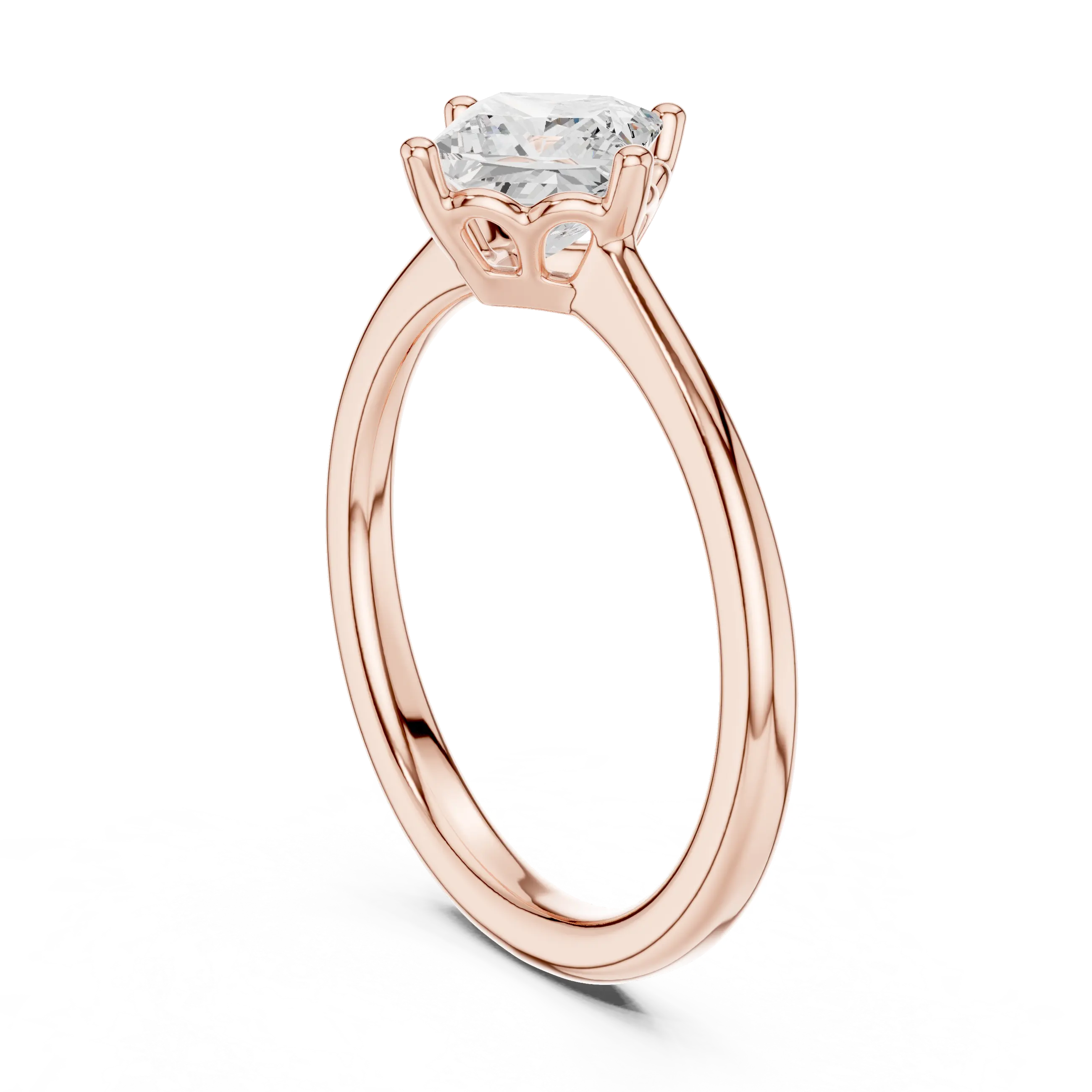 10K Yellow Gold Princess Cut Scalloped Solitaire Diamond Engagement Ring