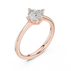 10K Yellow Gold Princess Cut Scalloped Solitaire Diamond Engagement Ring