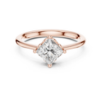 10K Yellow Gold Princess Cut Scalloped Solitaire Diamond Engagement Ring
