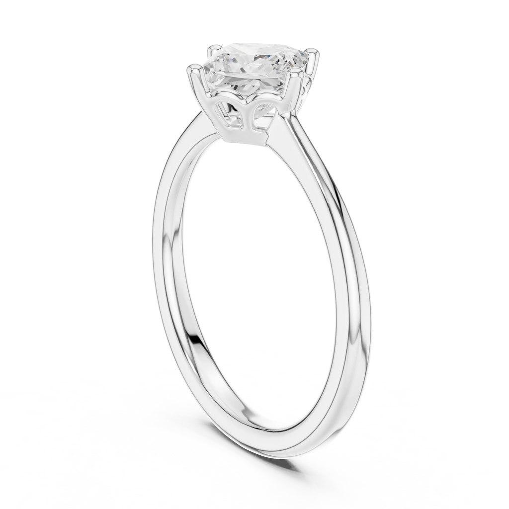 10K Yellow Gold Princess Cut Scalloped Solitaire Diamond Engagement Ring