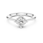 10K Yellow Gold Princess Cut Scalloped Solitaire Diamond Engagement Ring