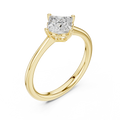 10K Yellow Gold Princess Cut Scalloped Solitaire Diamond Engagement Ring