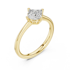 10K Yellow Gold Princess Cut Scalloped Solitaire Diamond Engagement Ring