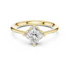 10K Yellow Gold Princess Cut Scalloped Solitaire Diamond Engagement Ring