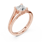 14K Rose Gold Princess Cut Split-Shank Solitaire Diamond Engagement Ring