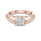 14K Rose Gold Princess Cut Split-Shank Solitaire Diamond Engagement Ring