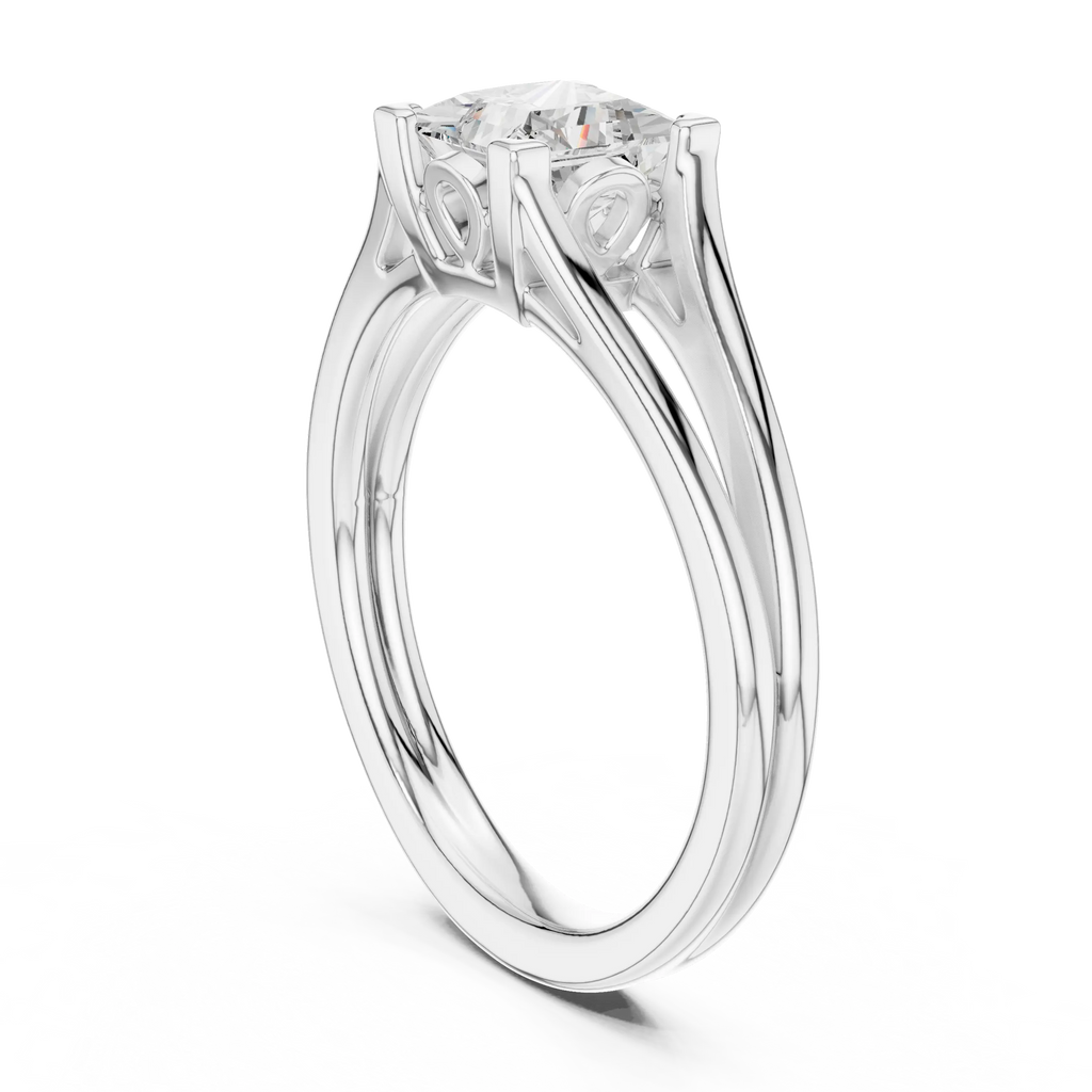 14K Rose Gold Princess Cut Split-Shank Solitaire Diamond Engagement Ring