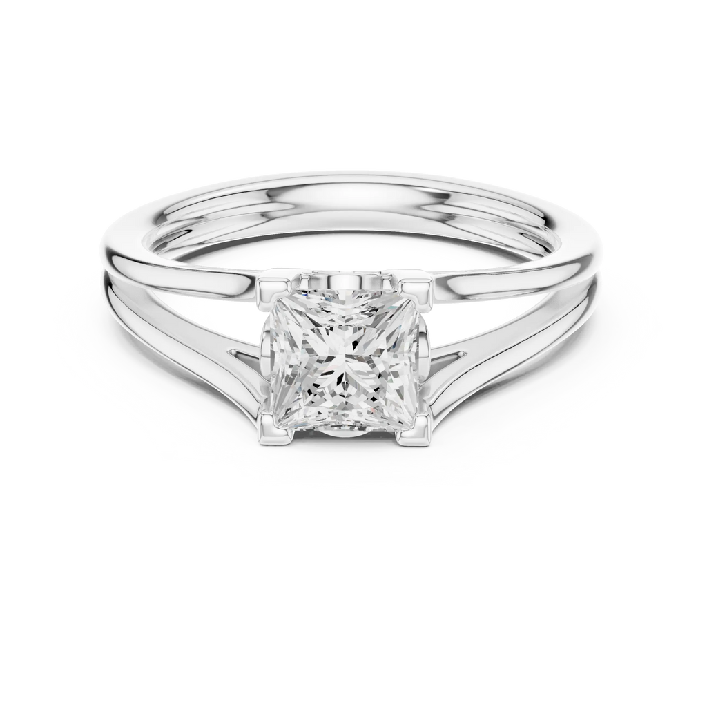 14K Rose Gold Princess Cut Split-Shank Solitaire Diamond Engagement Ring
