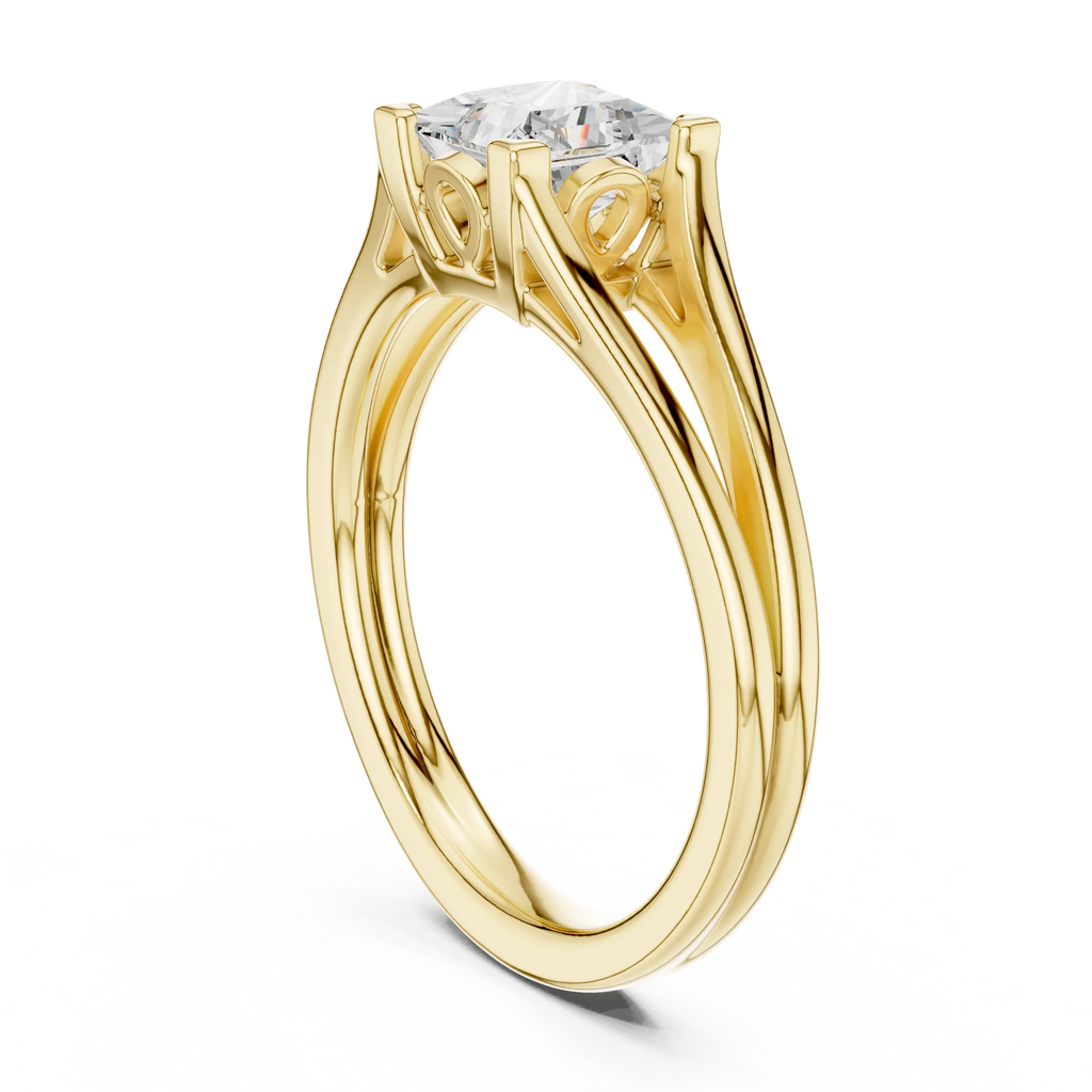 14K Rose Gold Princess Cut Split-Shank Solitaire Diamond Engagement Ring