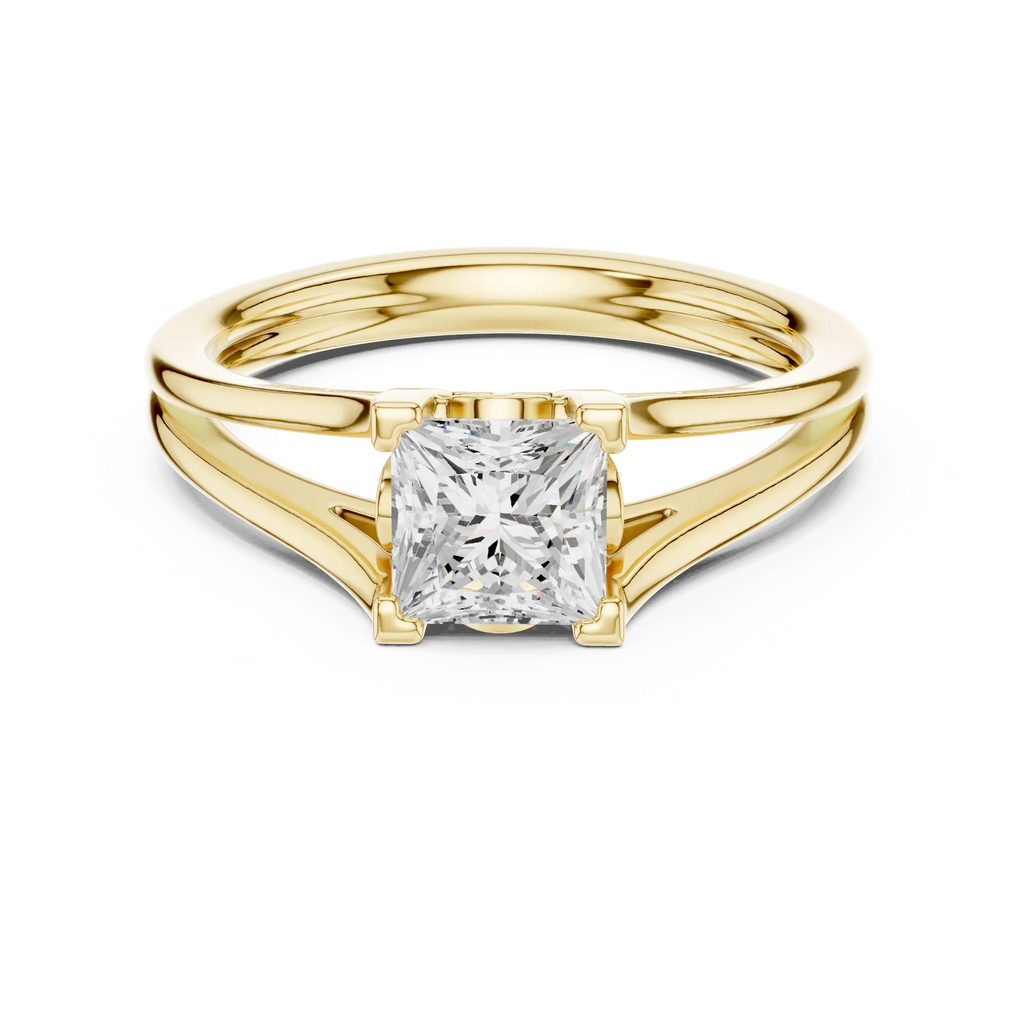 14K Rose Gold Princess Cut Split-Shank Solitaire Diamond Engagement Ring