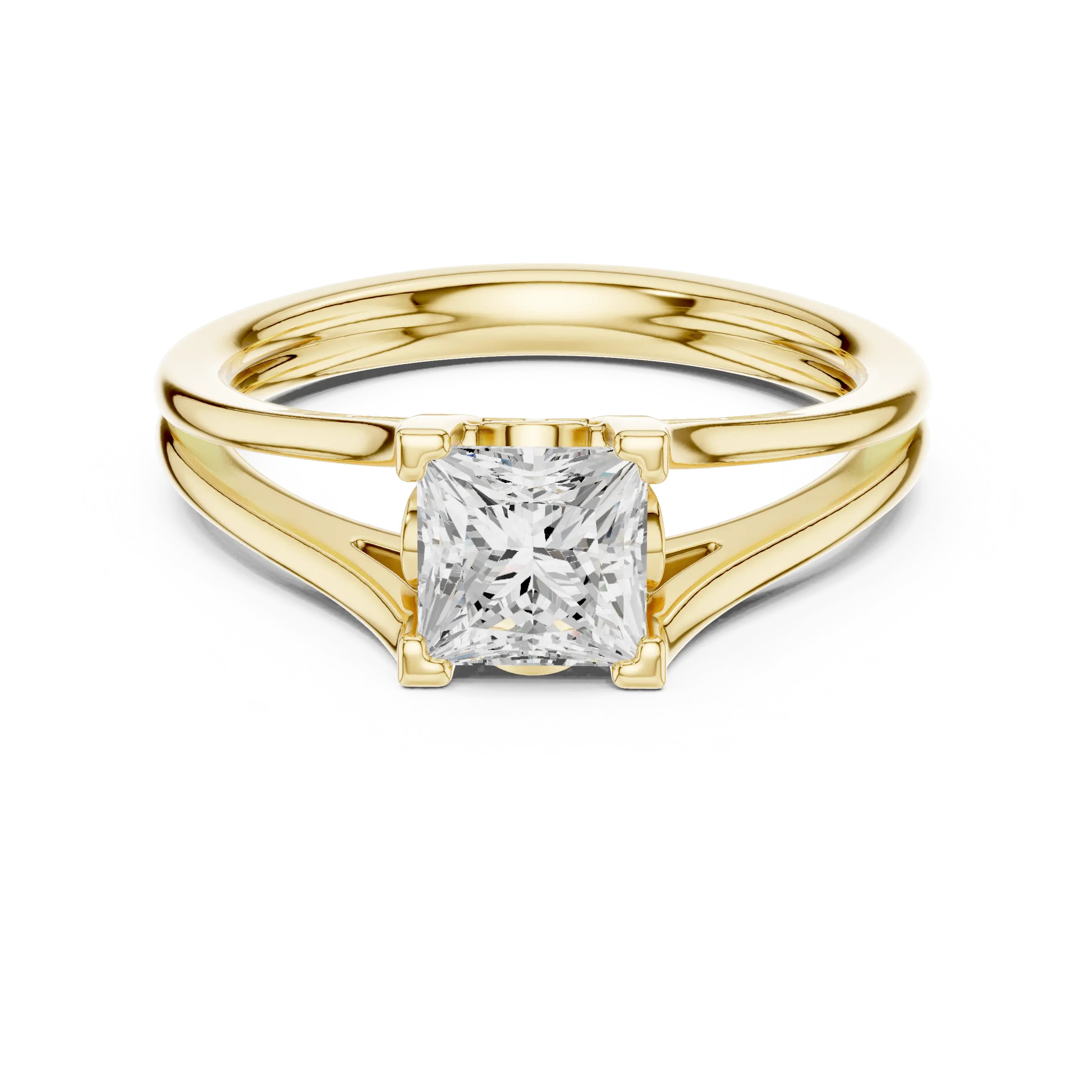14K Rose Gold Princess Cut Split-Shank Solitaire Diamond Engagement Ring