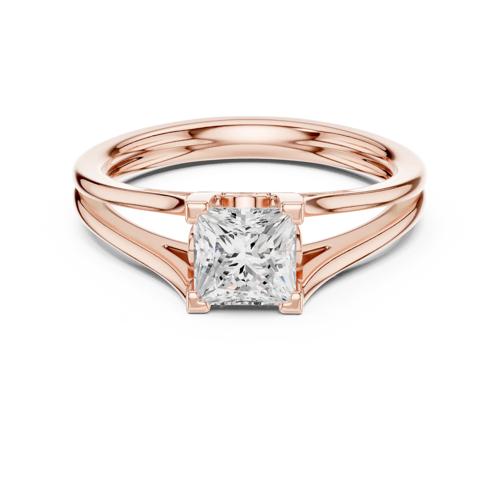 Princess Cut Handcrafted Architectural White Gold Bridal Ring