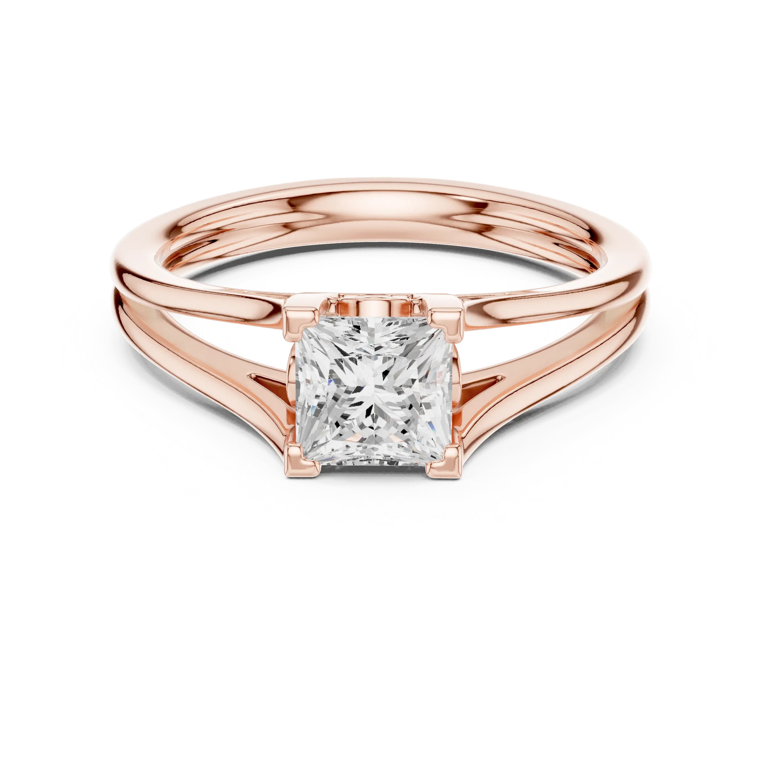 Princess Cut Handcrafted Architectural White Gold Bridal Ring