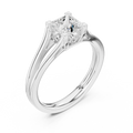 Princess Cut Handcrafted Architectural White Gold Bridal Ring
