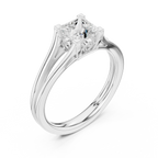 Princess Cut Handcrafted Architectural White Gold Bridal Ring