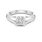 Princess Cut Handcrafted Architectural White Gold Bridal Ring