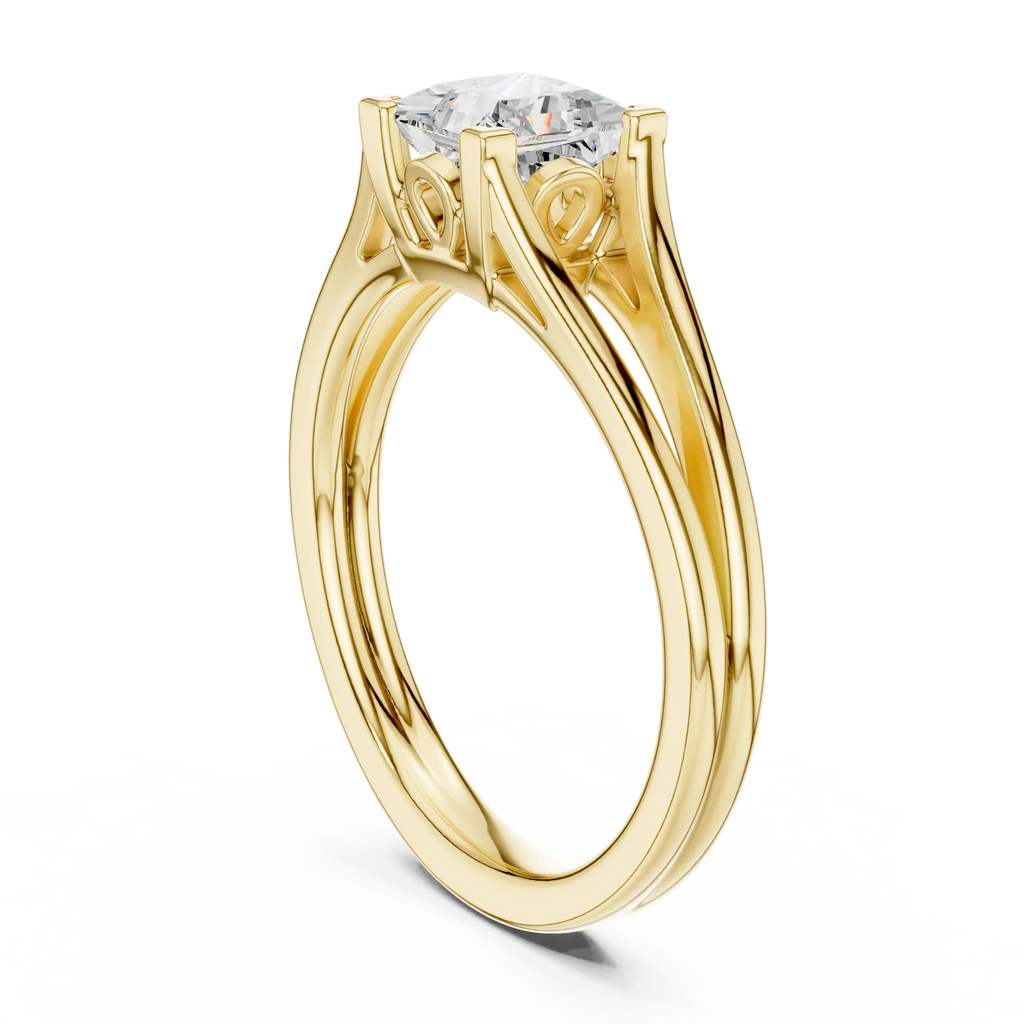Princess Cut Handcrafted Architectural White Gold Bridal Ring