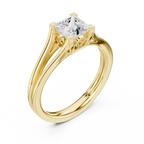 Princess Cut Handcrafted Architectural White Gold Bridal Ring