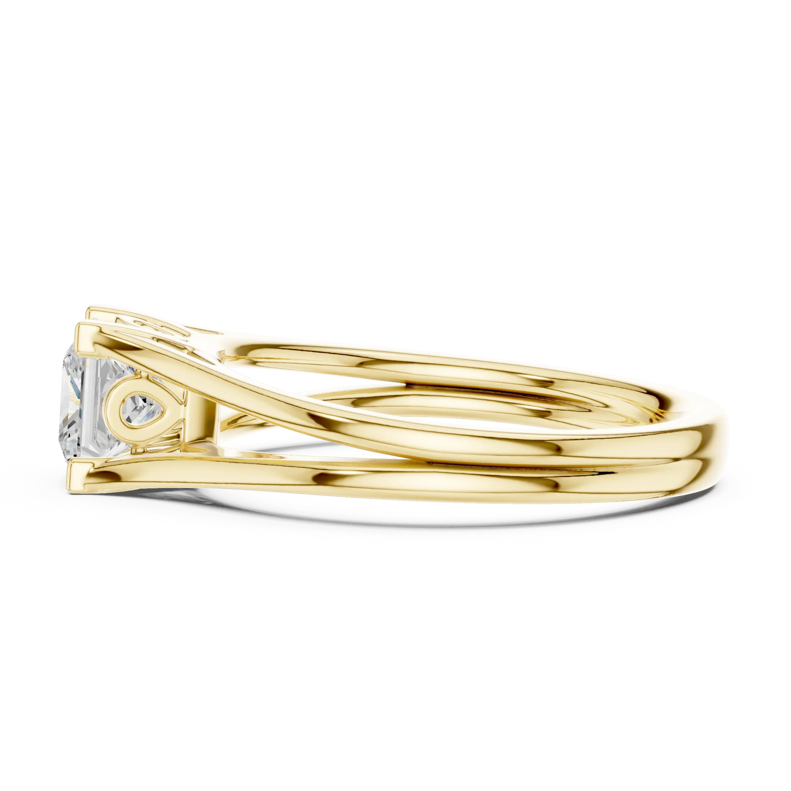 Princess Cut Handcrafted Architectural White Gold Bridal Ring